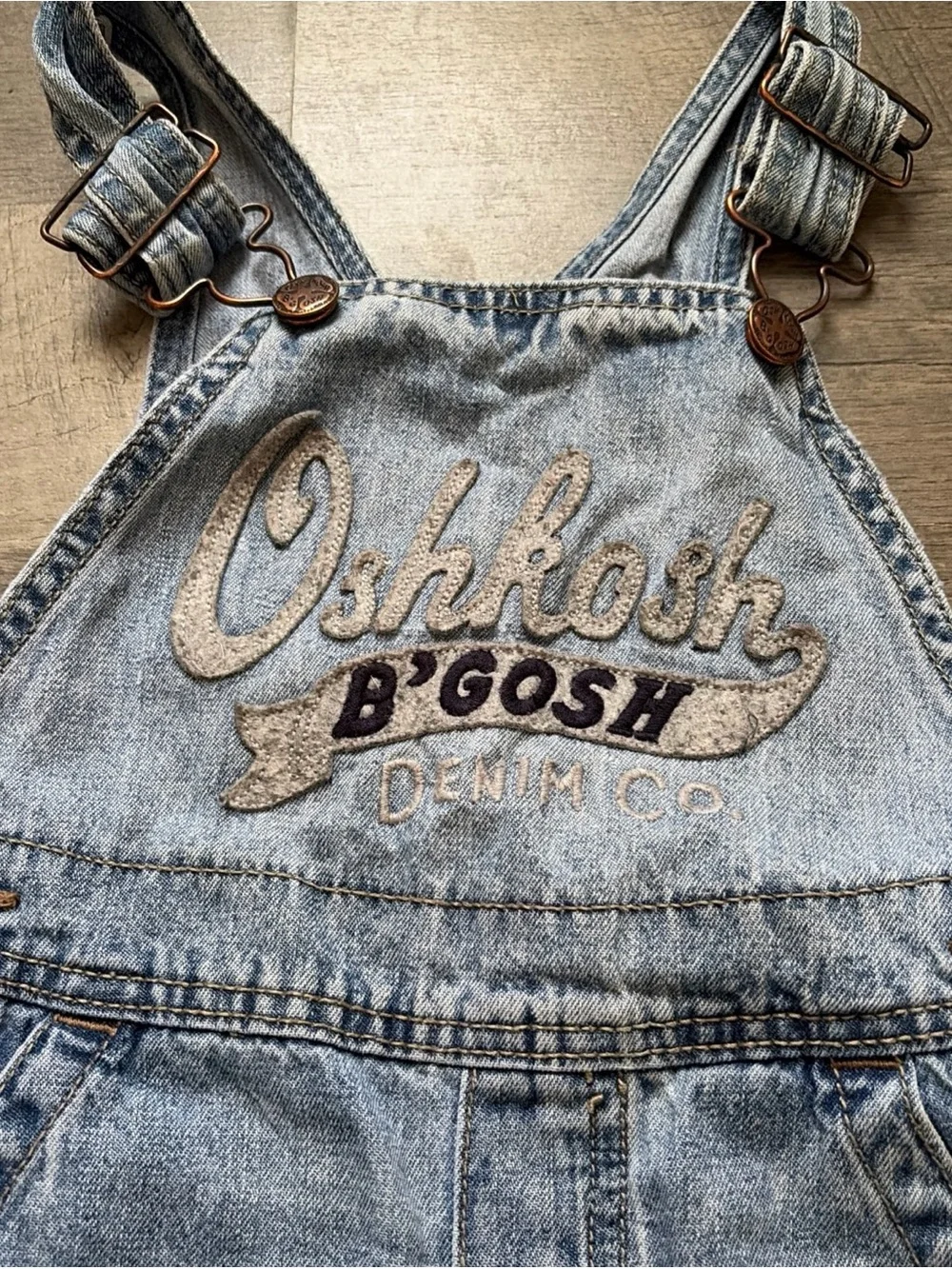 Oshkosh Toddler 2T Blue Unisex‎ Denim Overalls Stretch Embroidered 100% Cotton